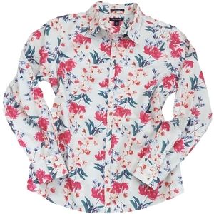 Lands' End No Iron Supima Floral Blouse - Size 14